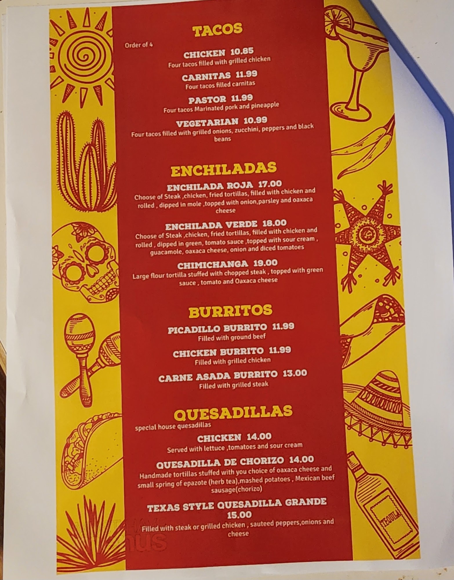 Al Punto Picante Menu