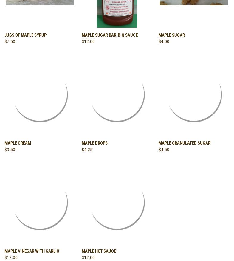 Ingles Maple Products Menu