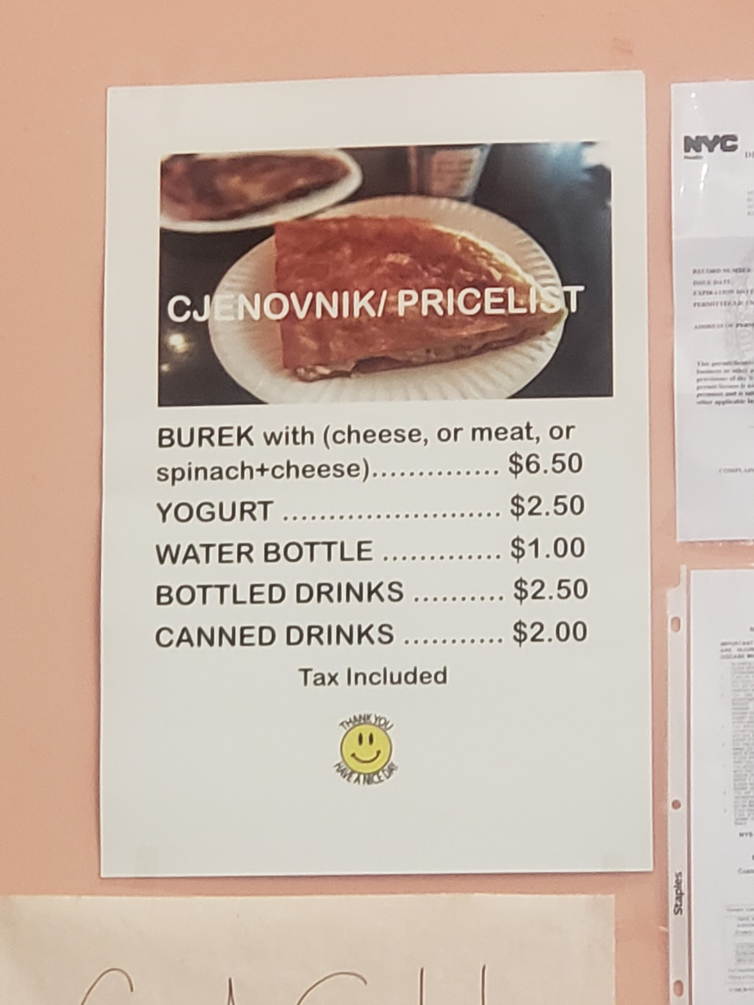 Burek Pizza Menu