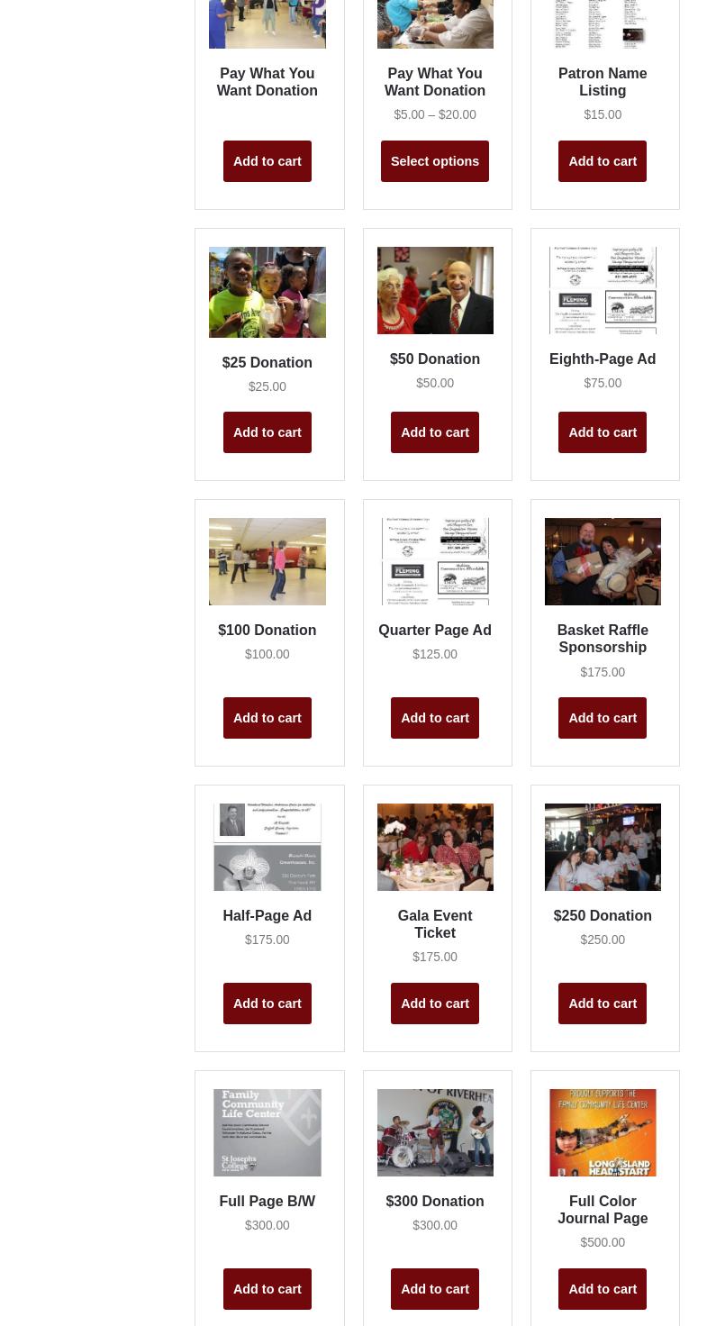 Family Community Life Center Menu