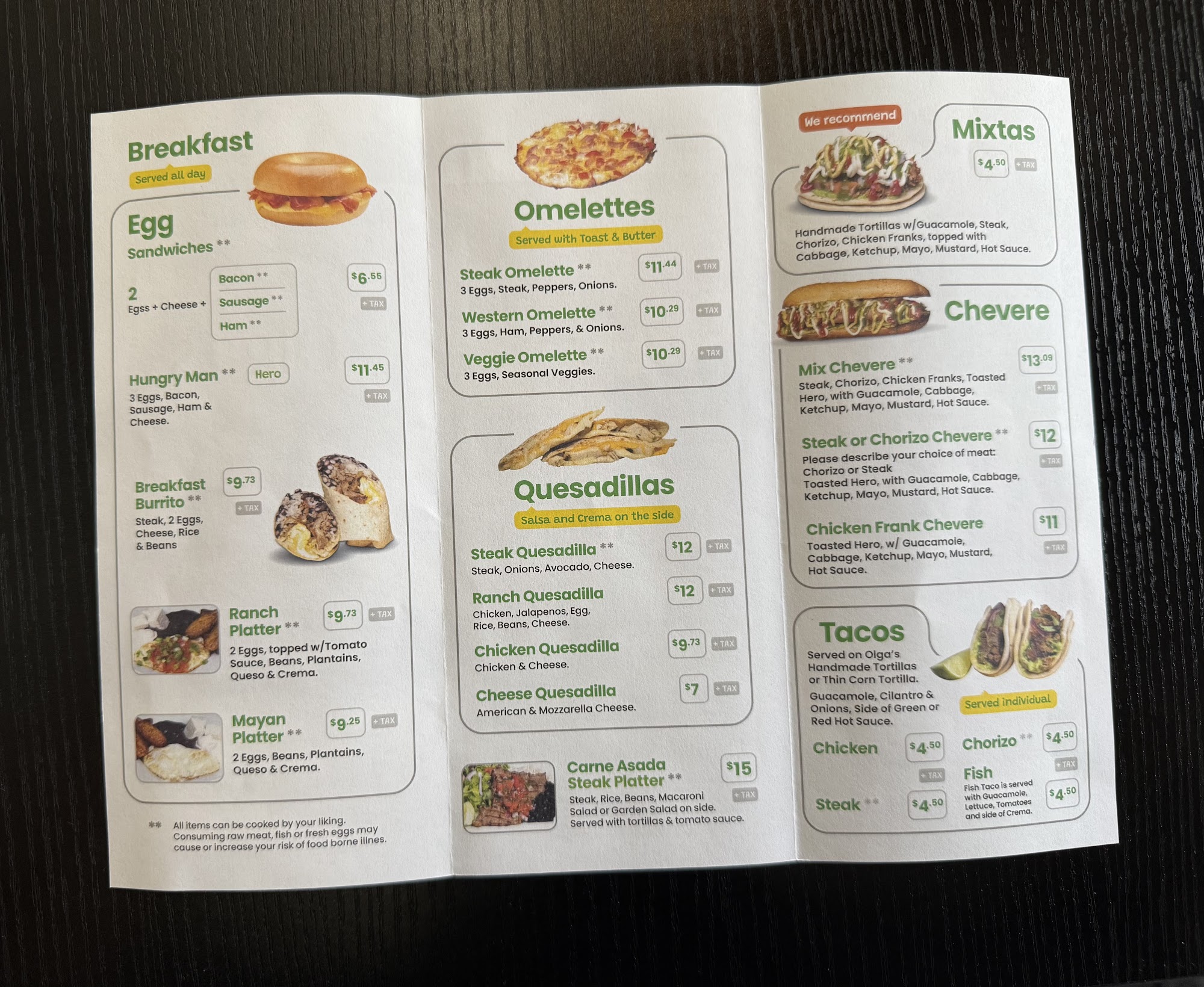 Olga's Menu