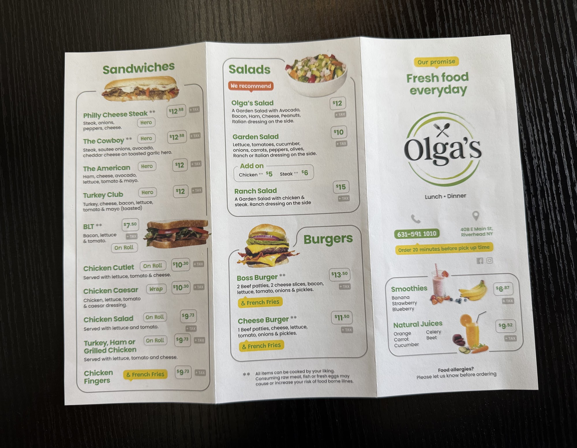 Olga's Menu