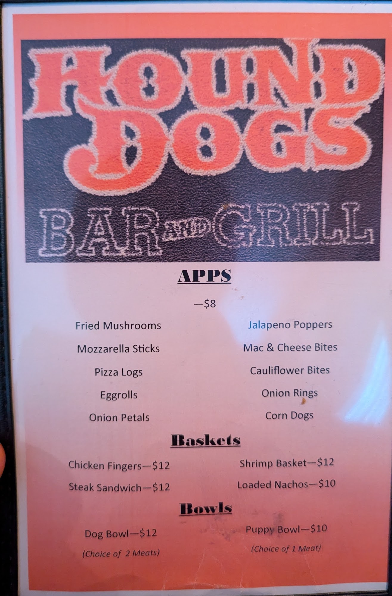 Hound Dogs Bar & Grill Menu