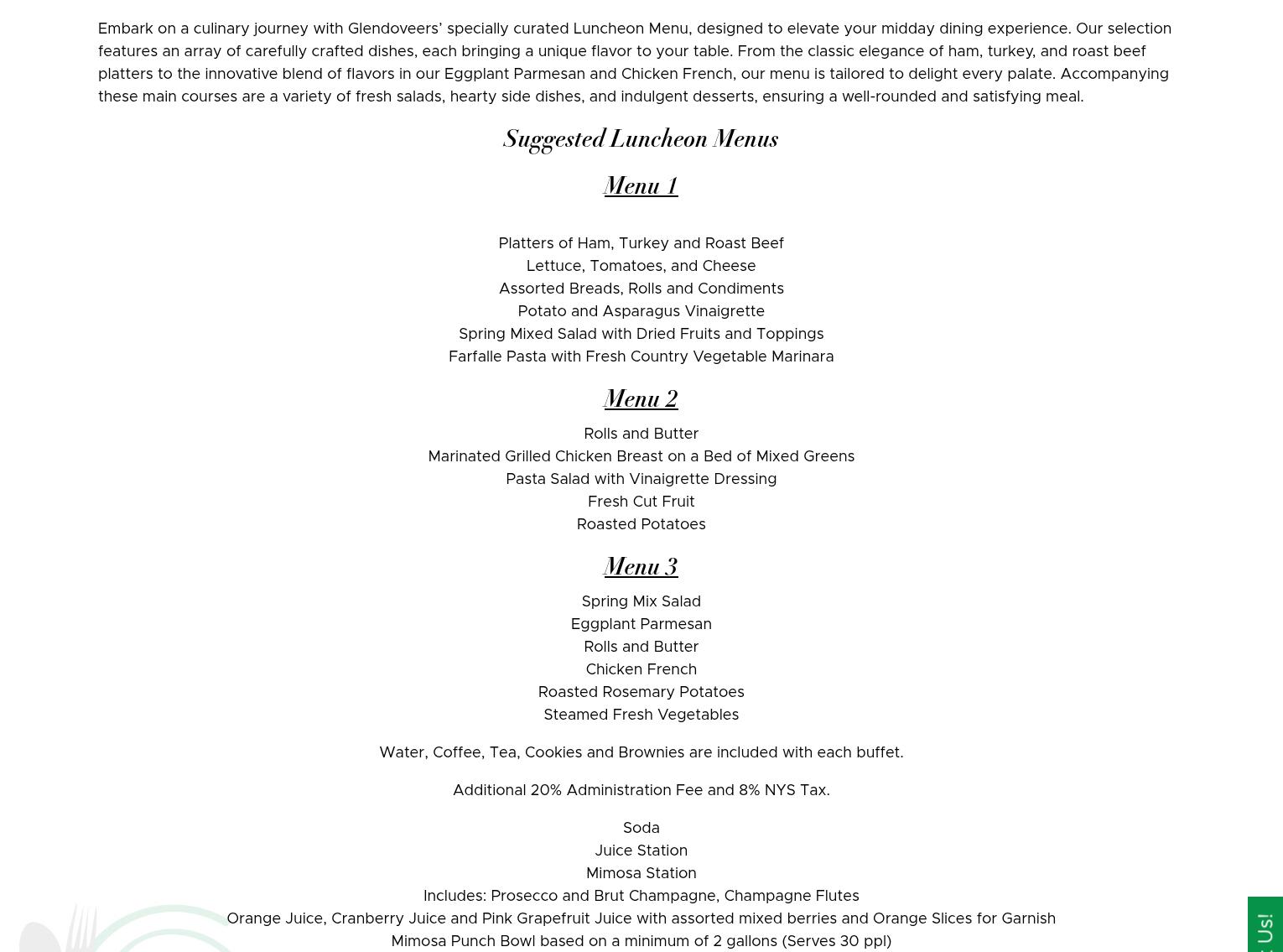 Glendoveers Menu