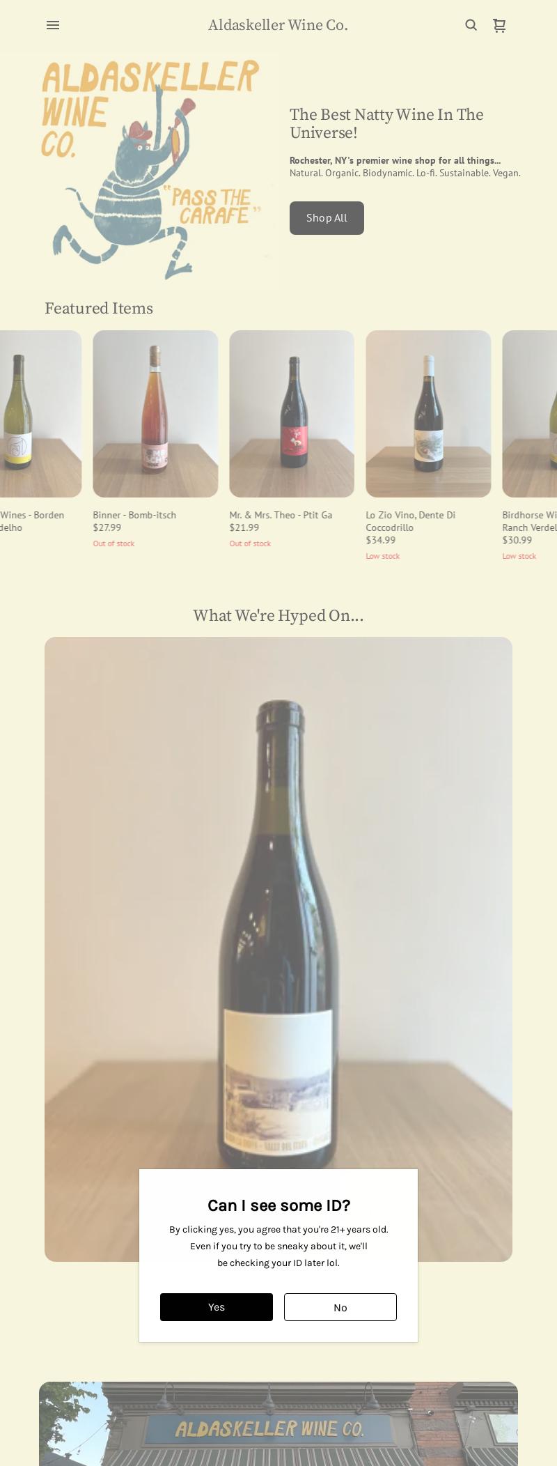 Aldaskeller Wine Co. Menu