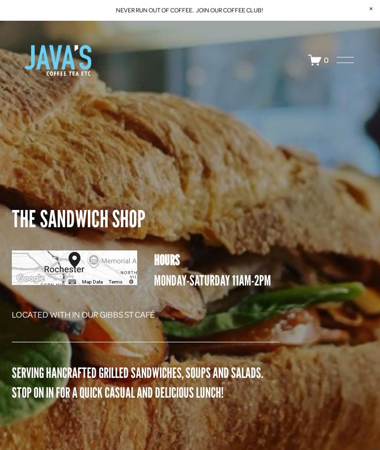 Java's Coffee Roasters Menu