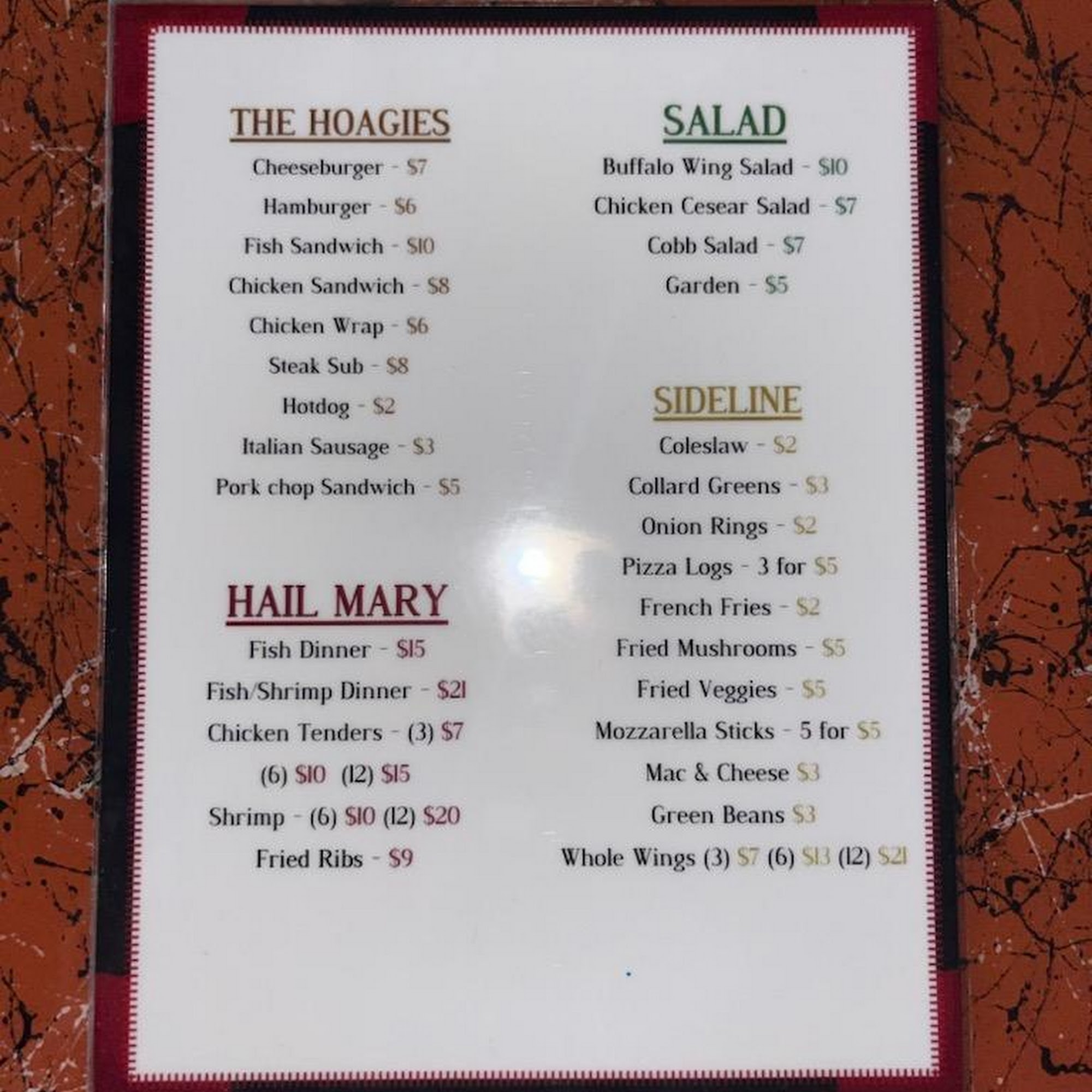 Lexington Bar & Grill Menu