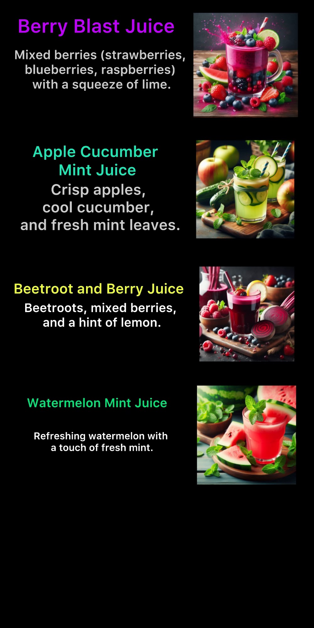 Fresh Delish Cafe Menu