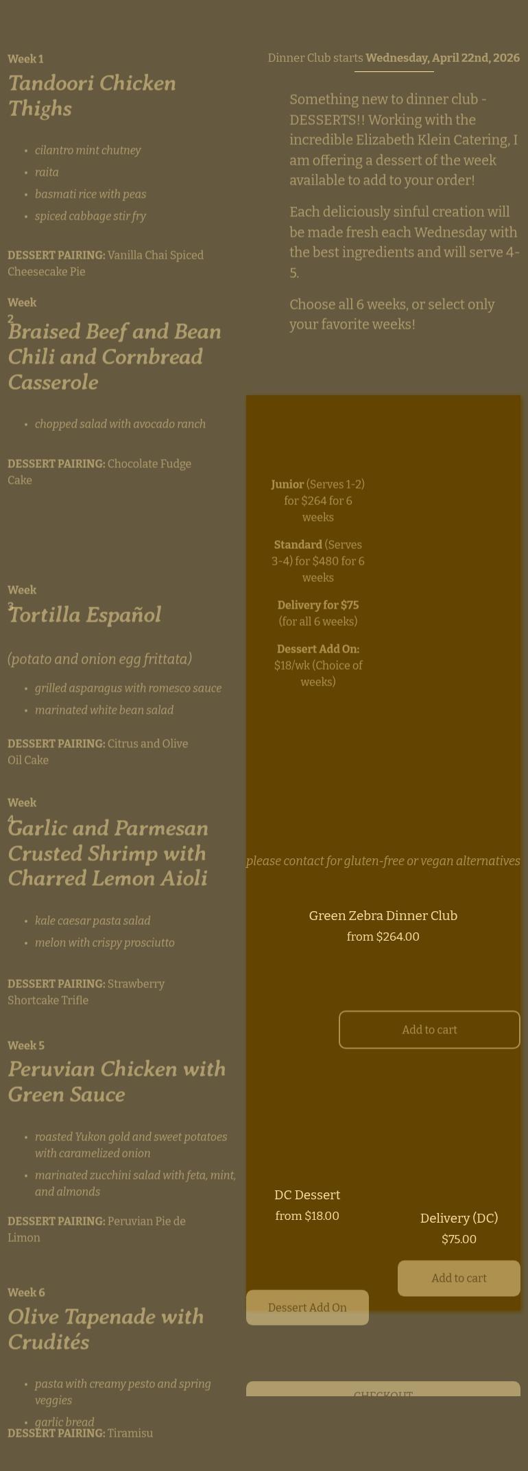 Green Zebra Catering Menu
