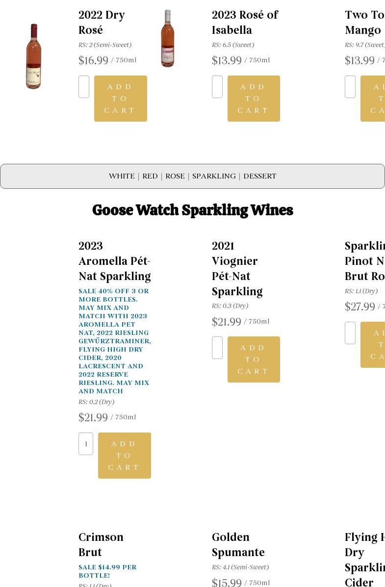 Goose Watch Winery Menu