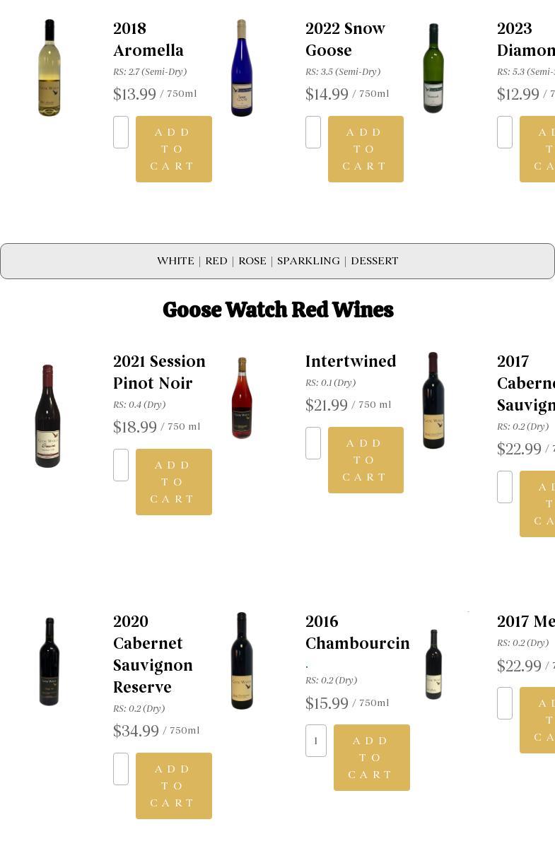 Goose Watch Winery Menu