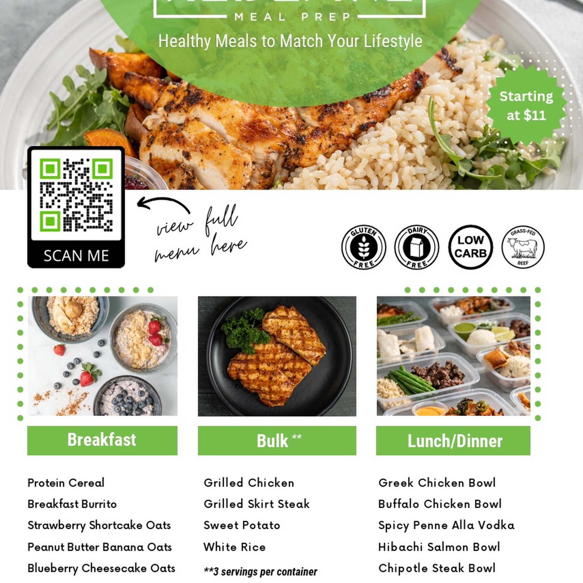 Redefine Meals Menu
