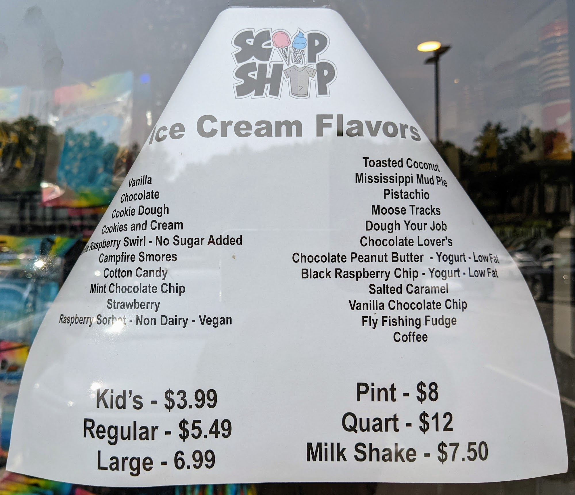 Scoop Shop Menu