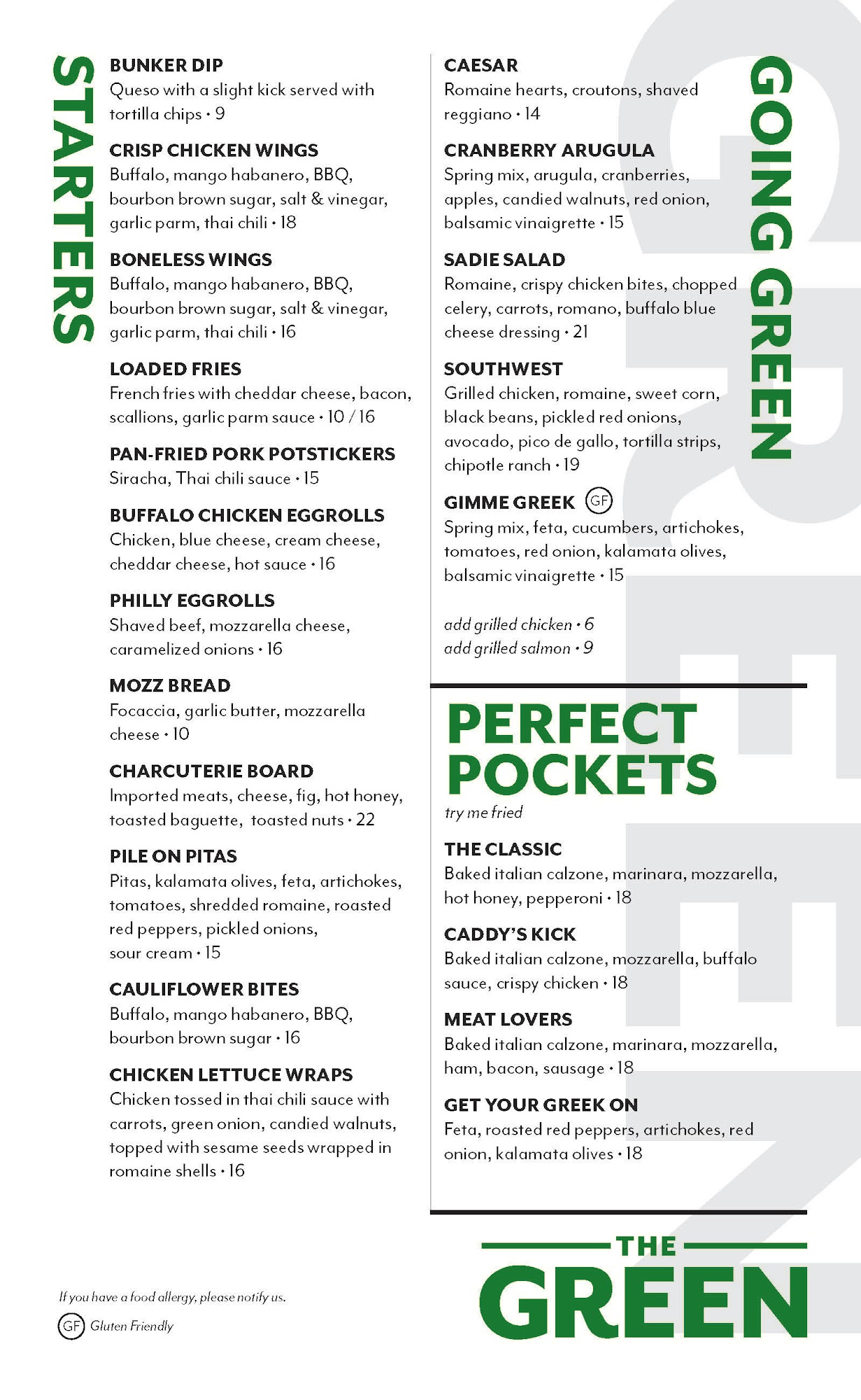 The Bunker Mohawk Harbor Menu