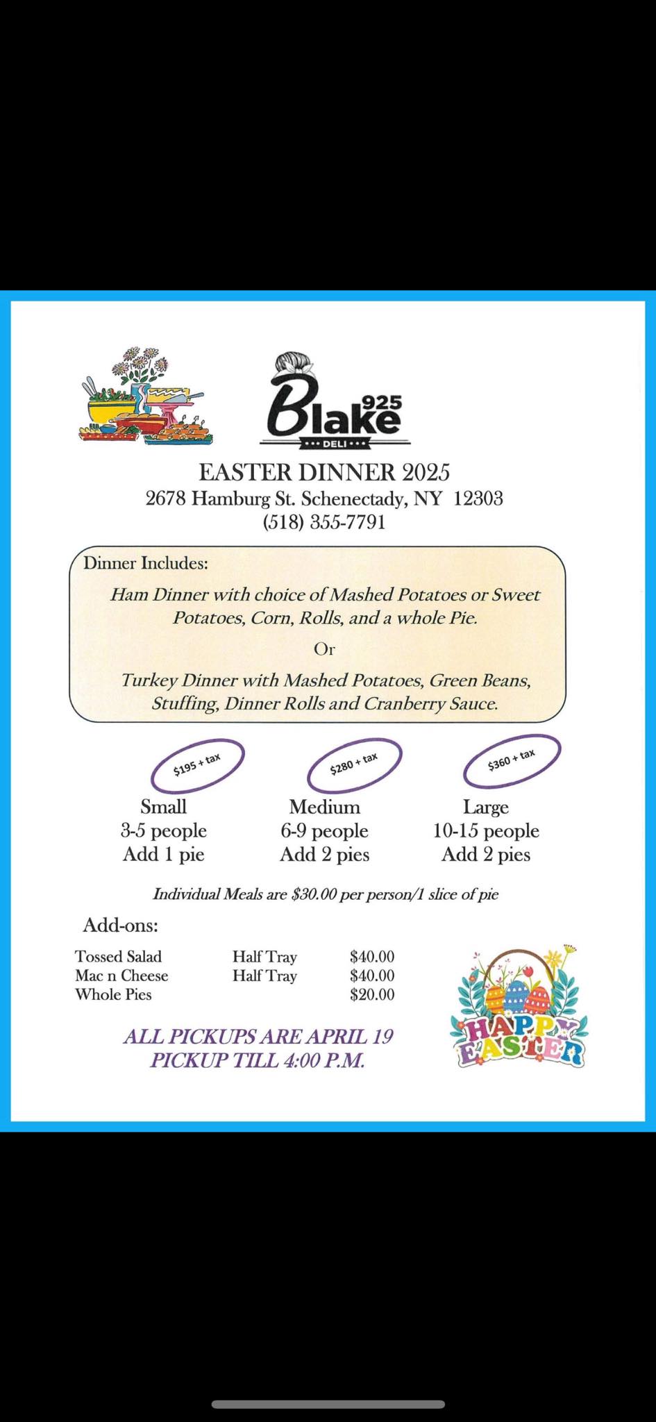 Blake 925 Deli Menu