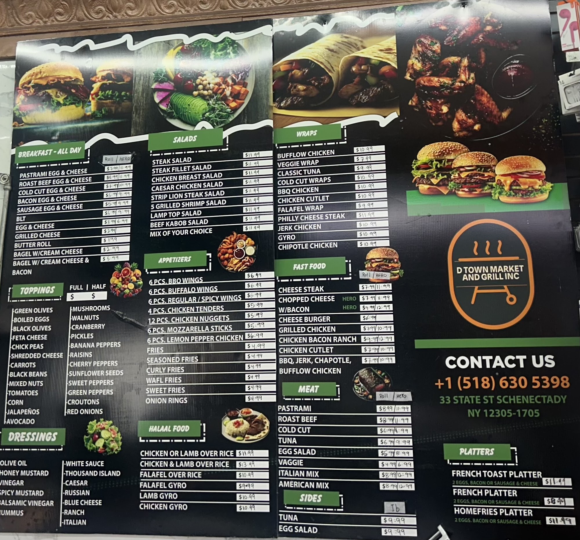 D TOWN MARKET AND GRILL INC. Menu