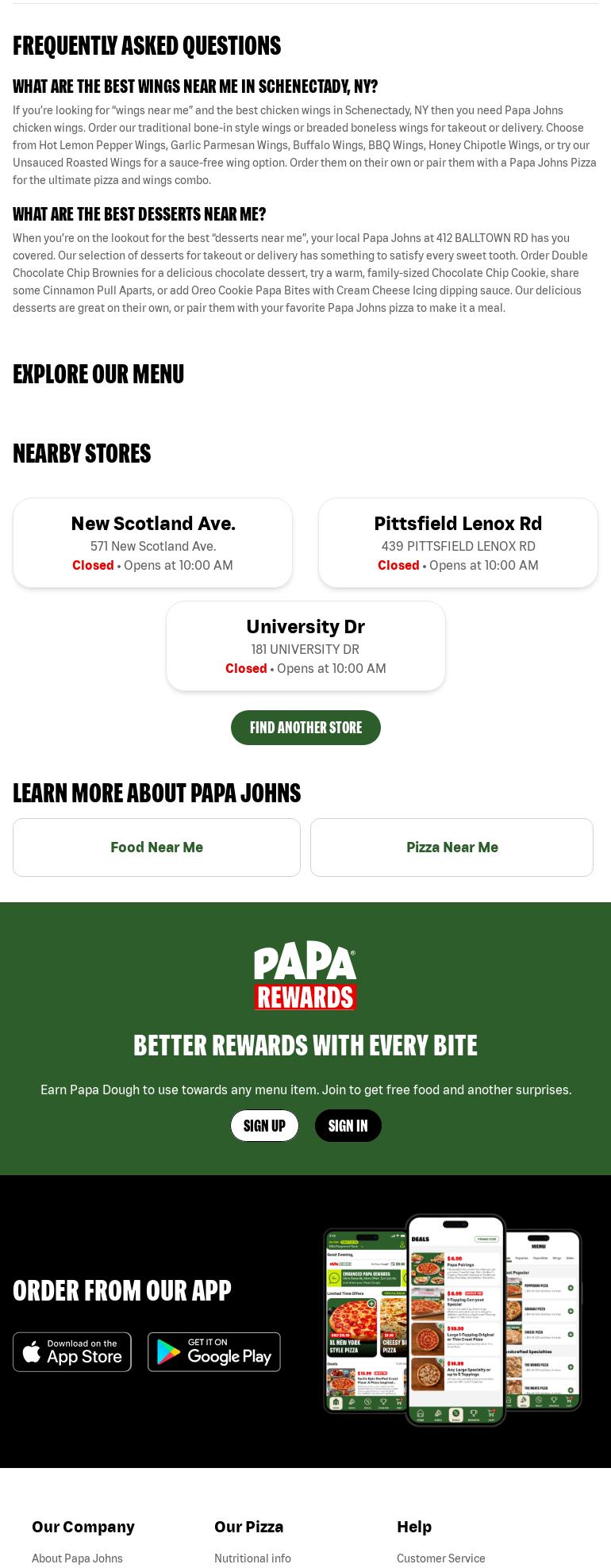 Papa Johns Pizza Menu