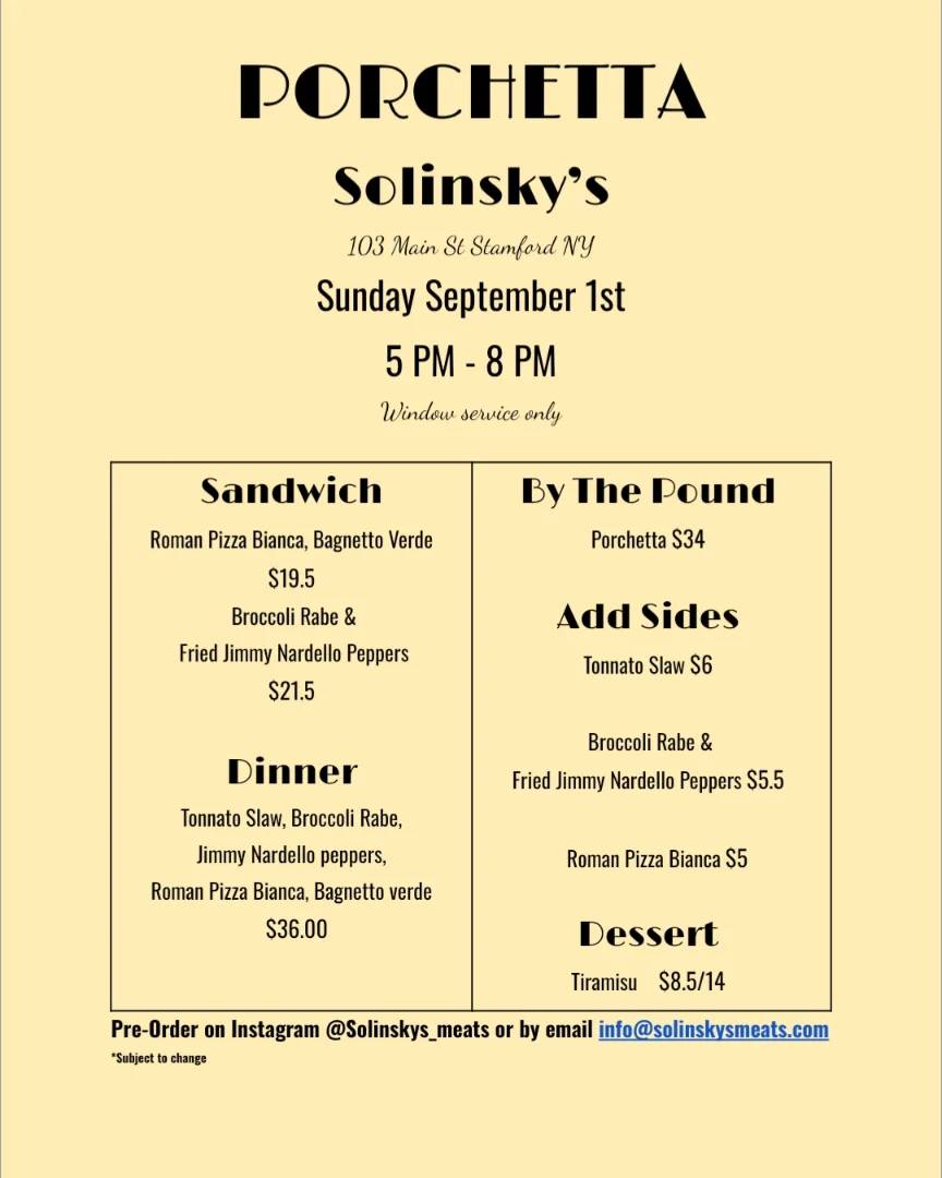 Solinsky's Menu