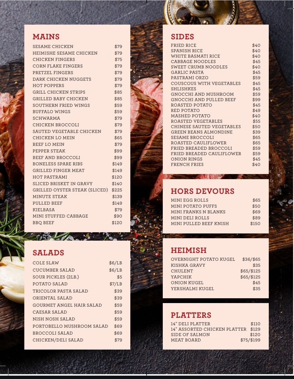 Sruly's Heimishe Kitchen & Deli Menu