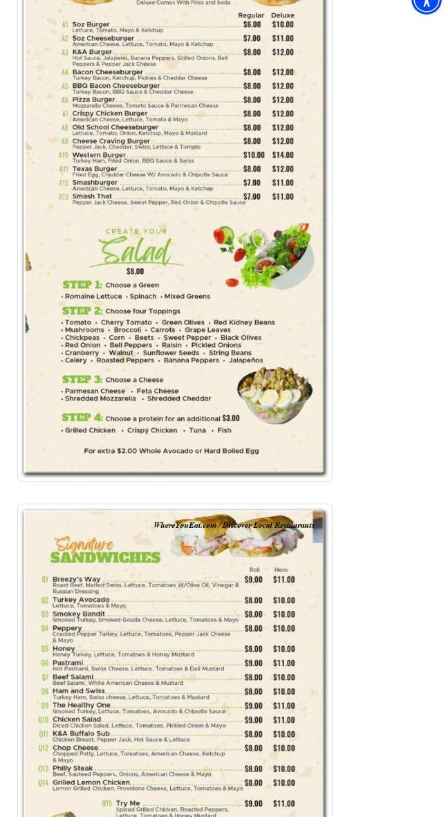 K&A SANDWICH CITY Menu