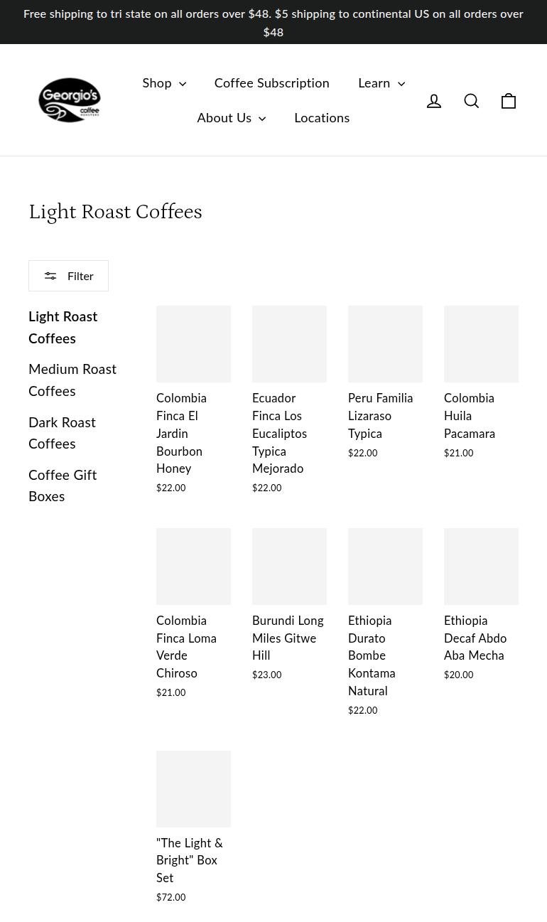 Georgio's Coffee Roasters Menu
