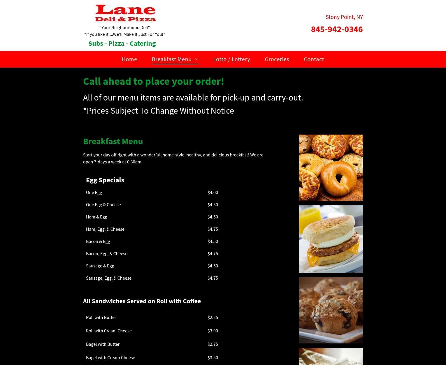 Lane Deli & Pizza Menu