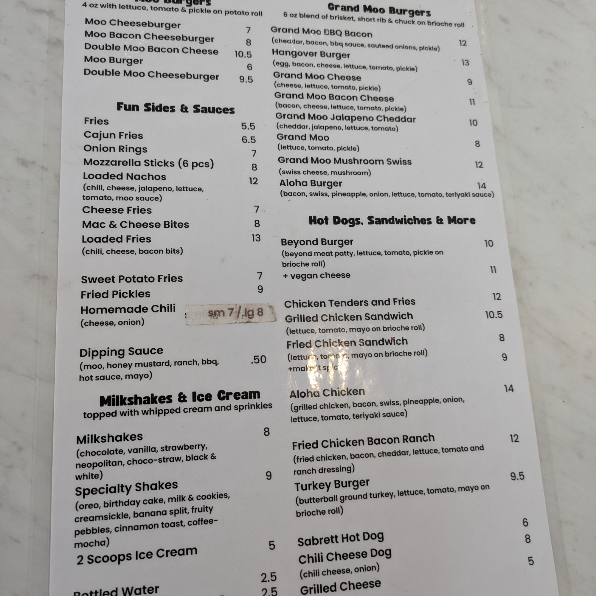 Moo Burger Syosset Menu