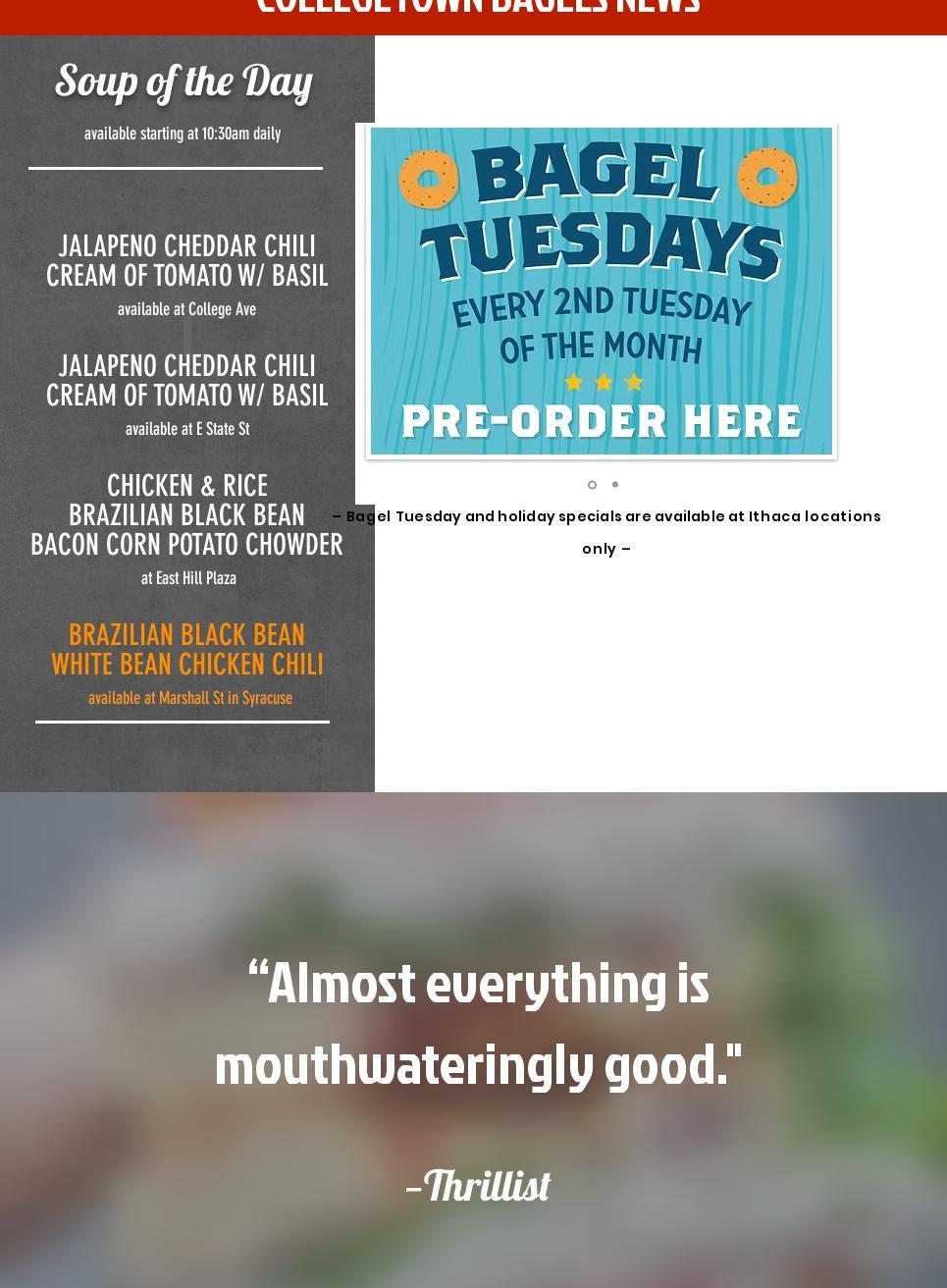 Collegetown Bagels Menu