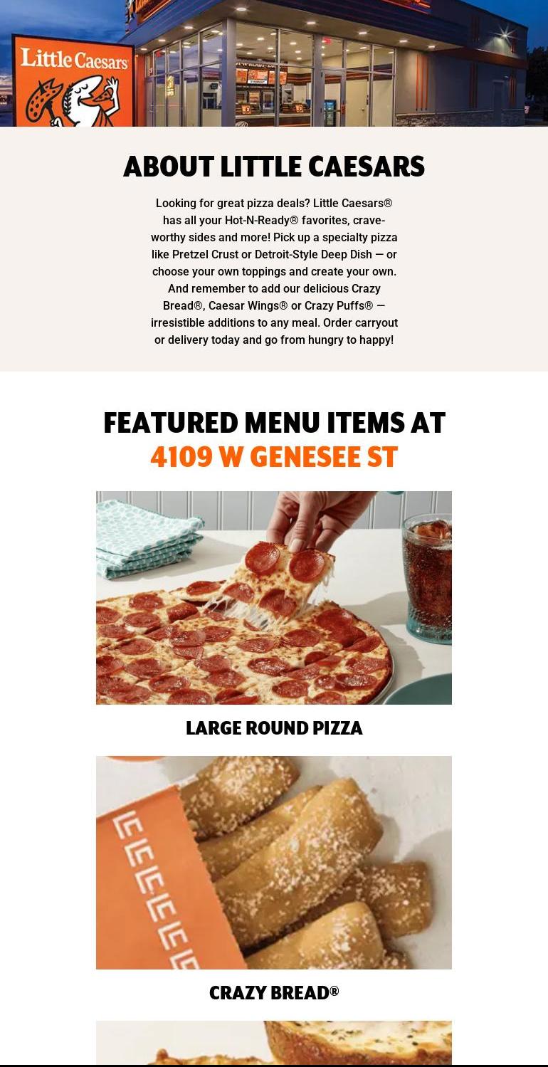 Little Caesars Pizza Menu