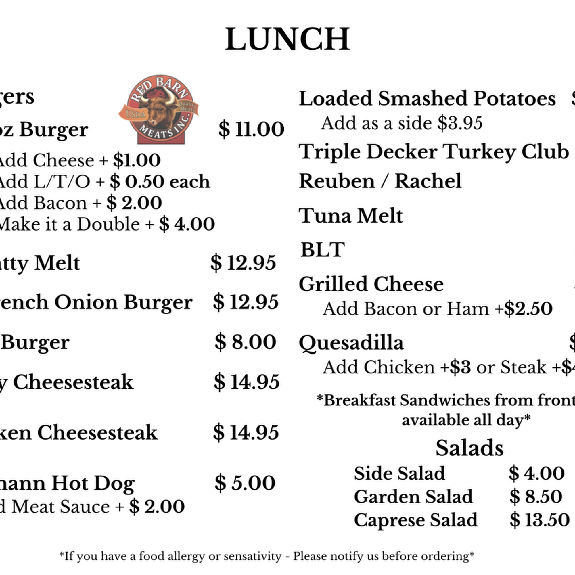 Eats n Tiques Menu