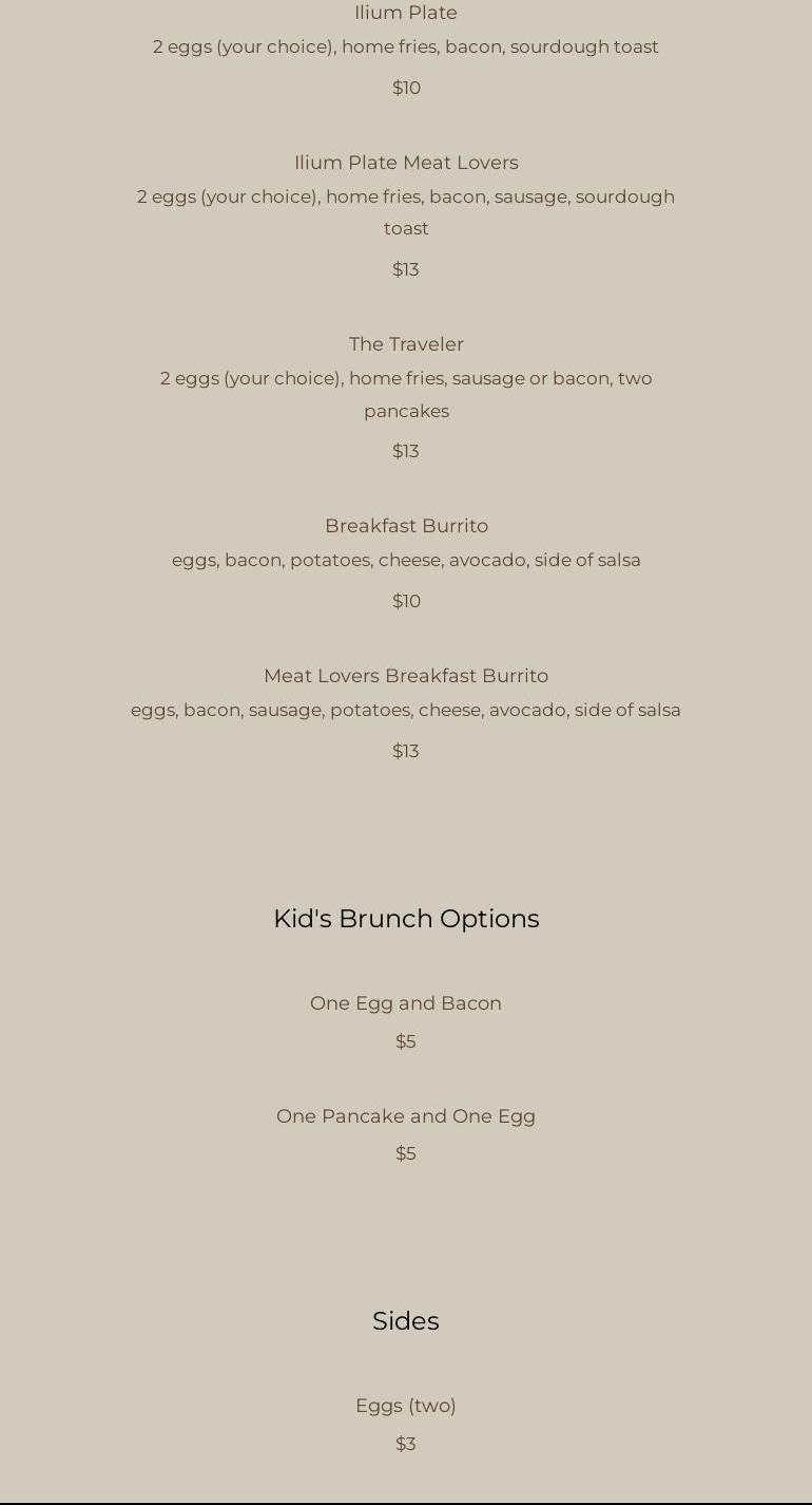 Ilium Brewing Co Menu