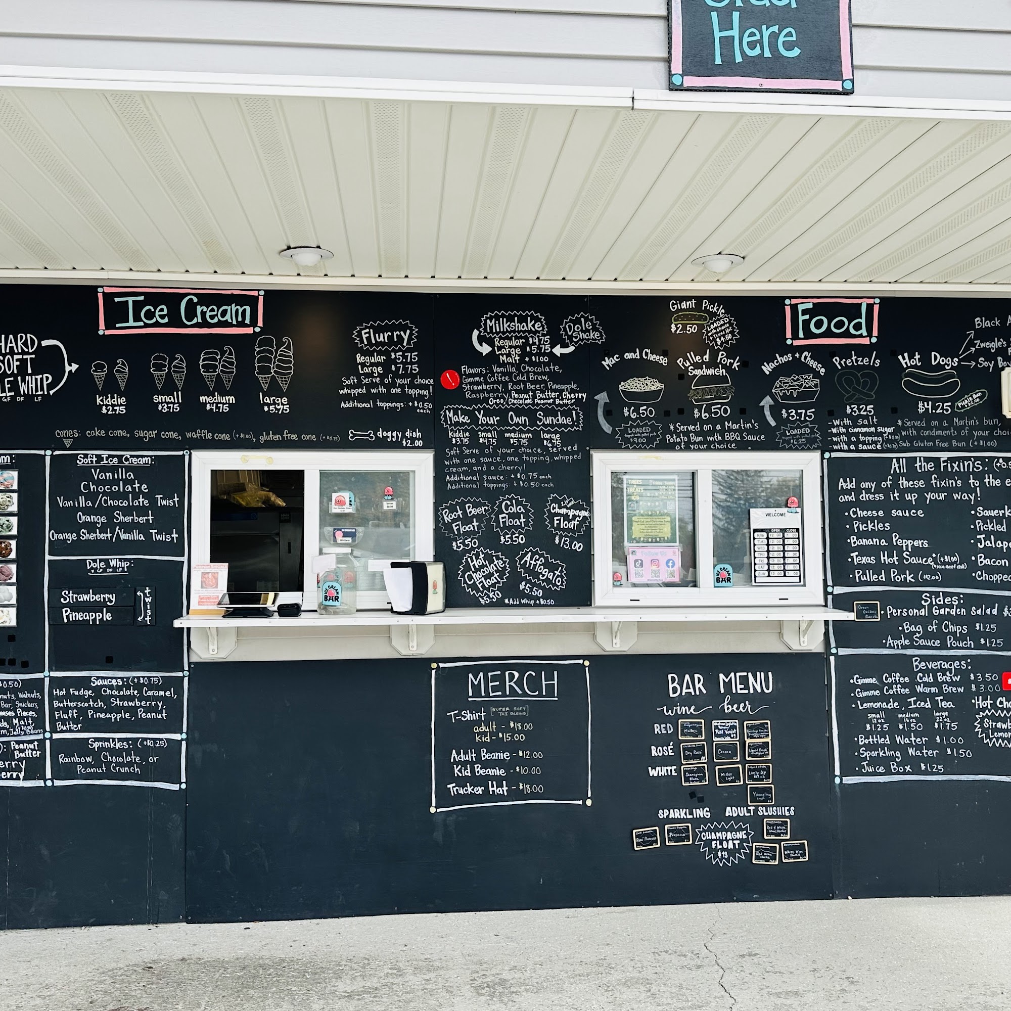 Ice Cream Bar Menu