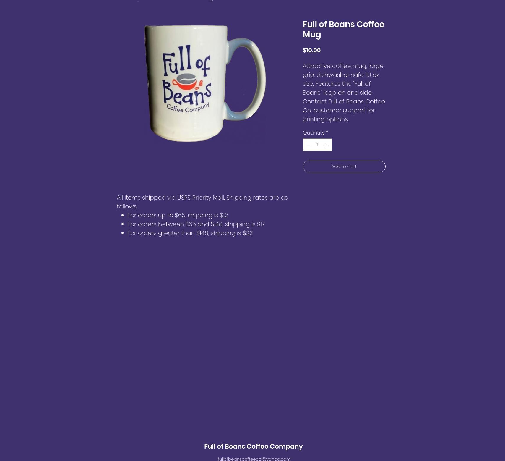 Full of Beans Coffee Company Menu