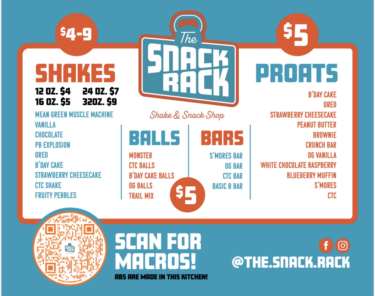 The Snack Rack Menu