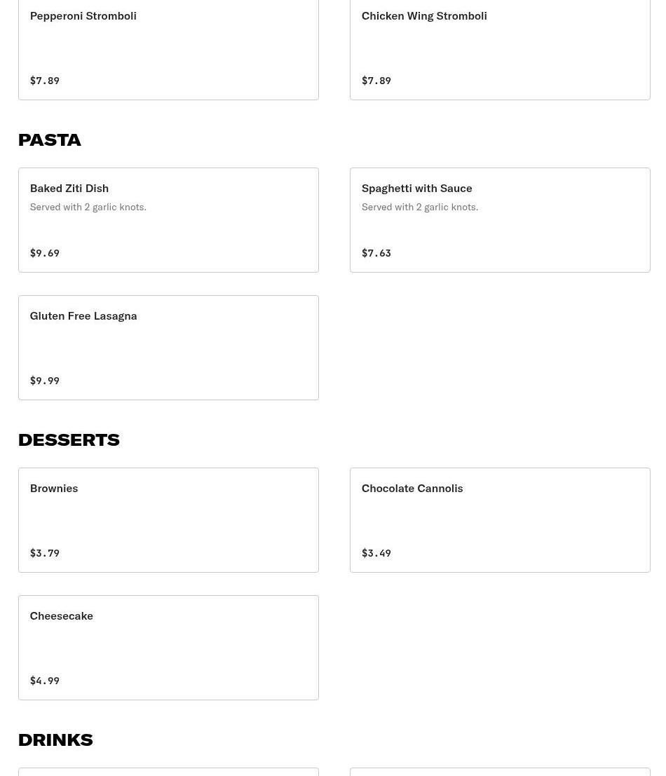 Sicilian Delight Menu