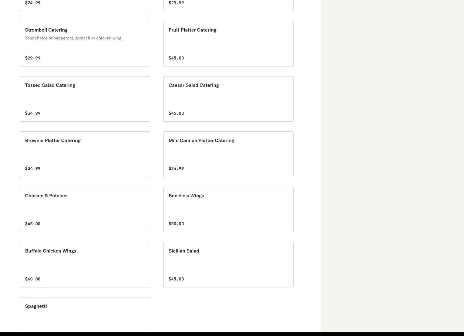 Sicilian Delight Menu