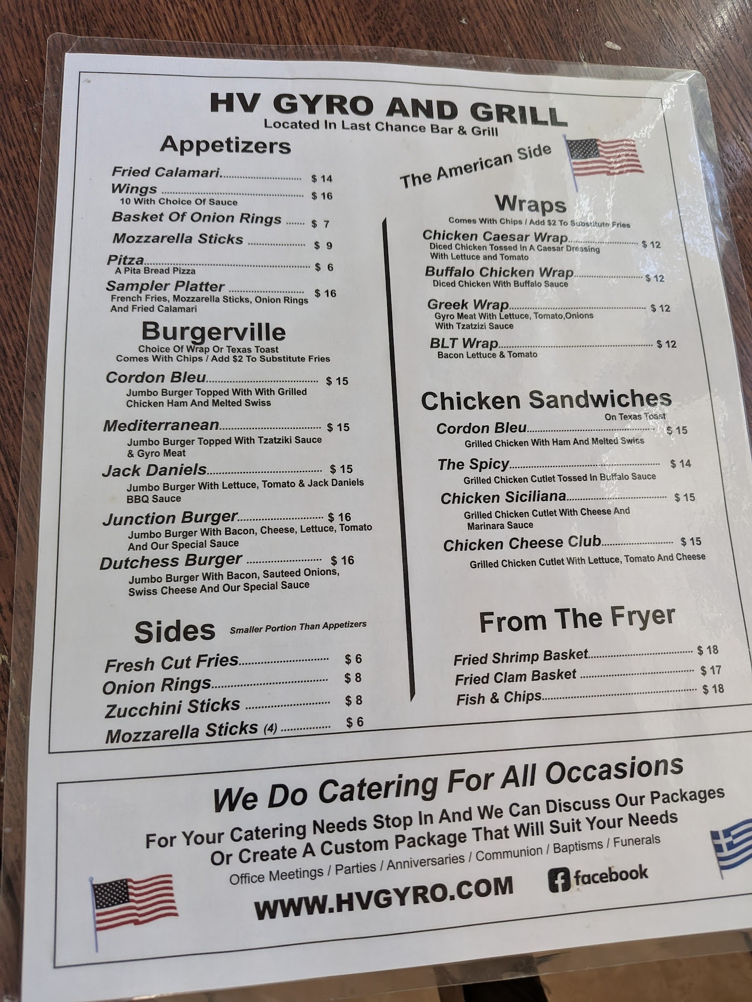 Last Chance Bar & Restaurant Menu