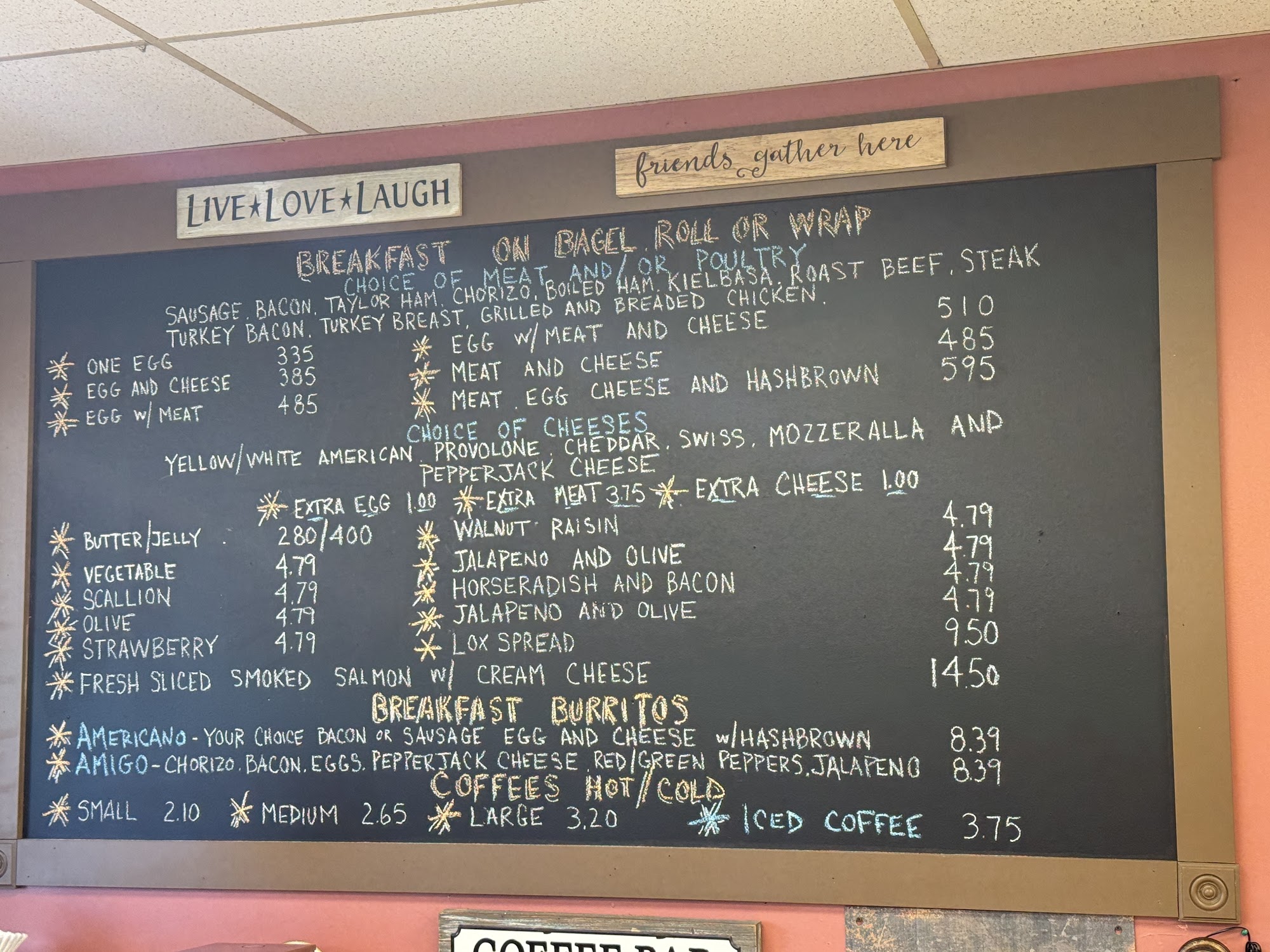C & D's Old World Bagels Menu