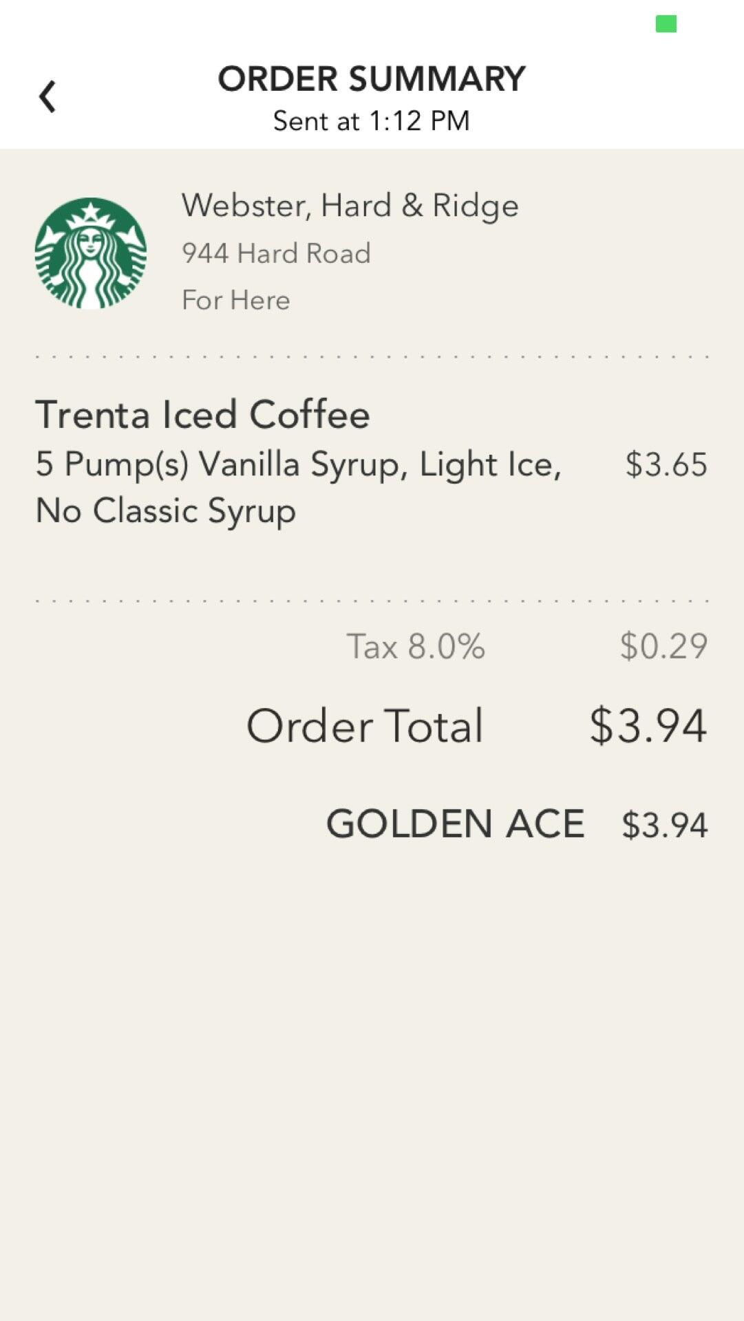 Starbucks Menu