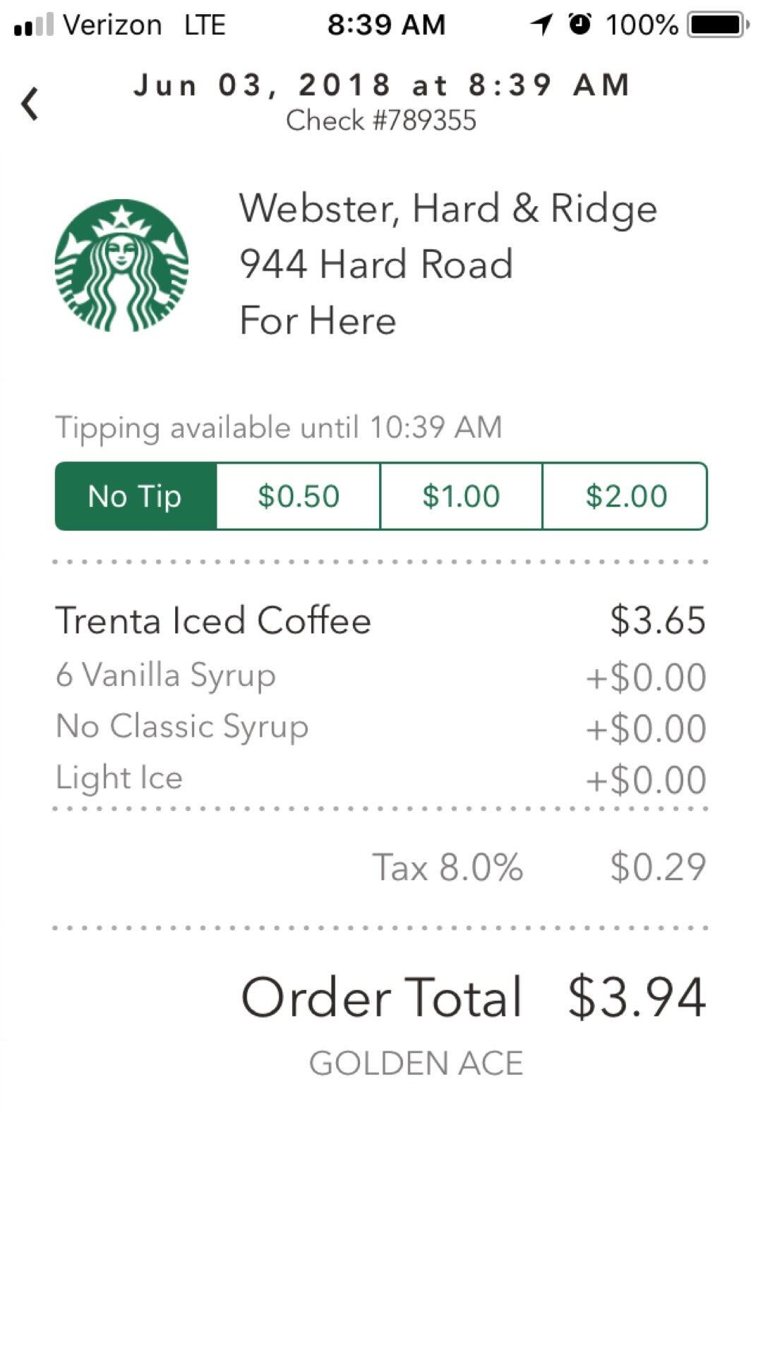 Starbucks Menu