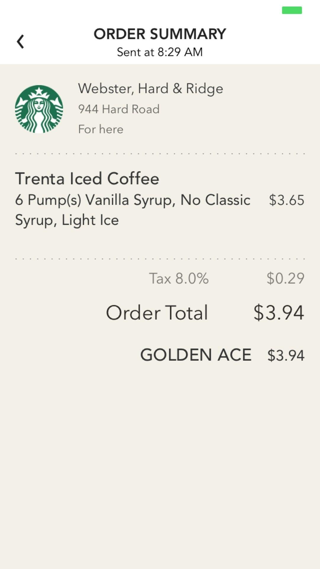 Starbucks Menu