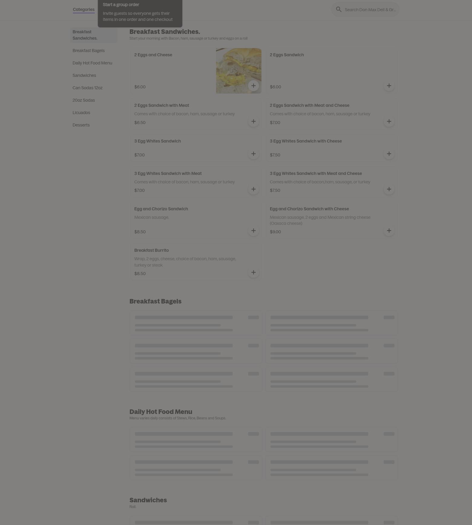 Max Deli & Grocery Corporation Menu