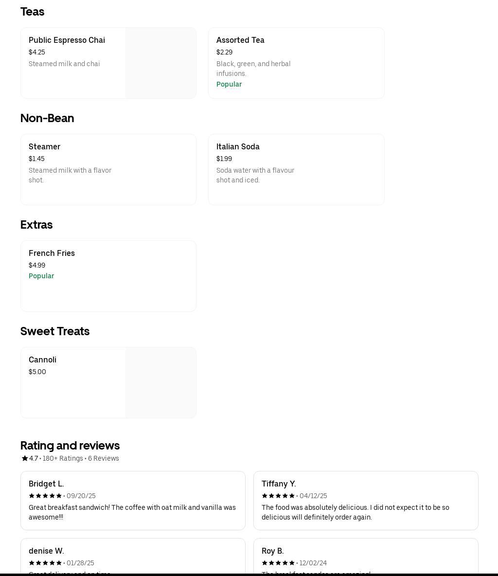Marketside Café Menu