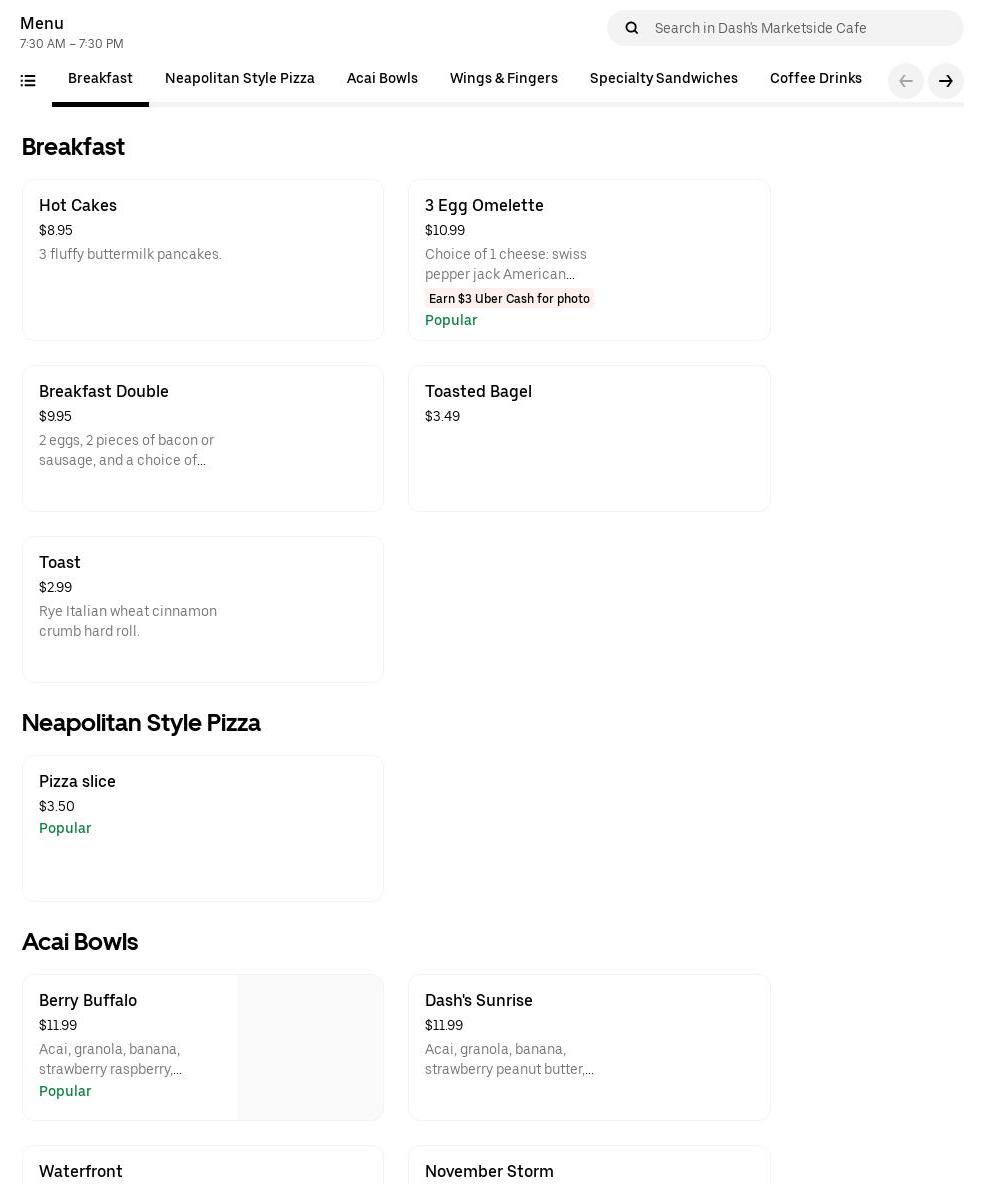 Marketside Café Menu