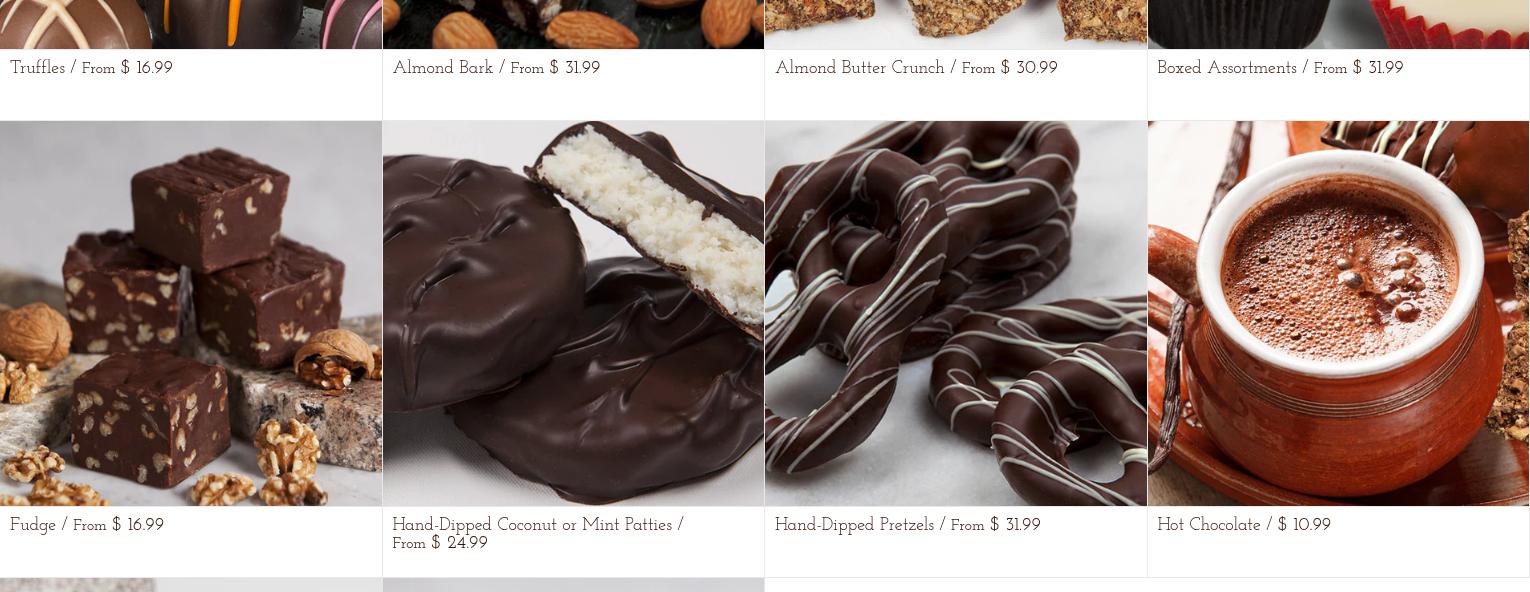 Adirondack Chocolates Menu