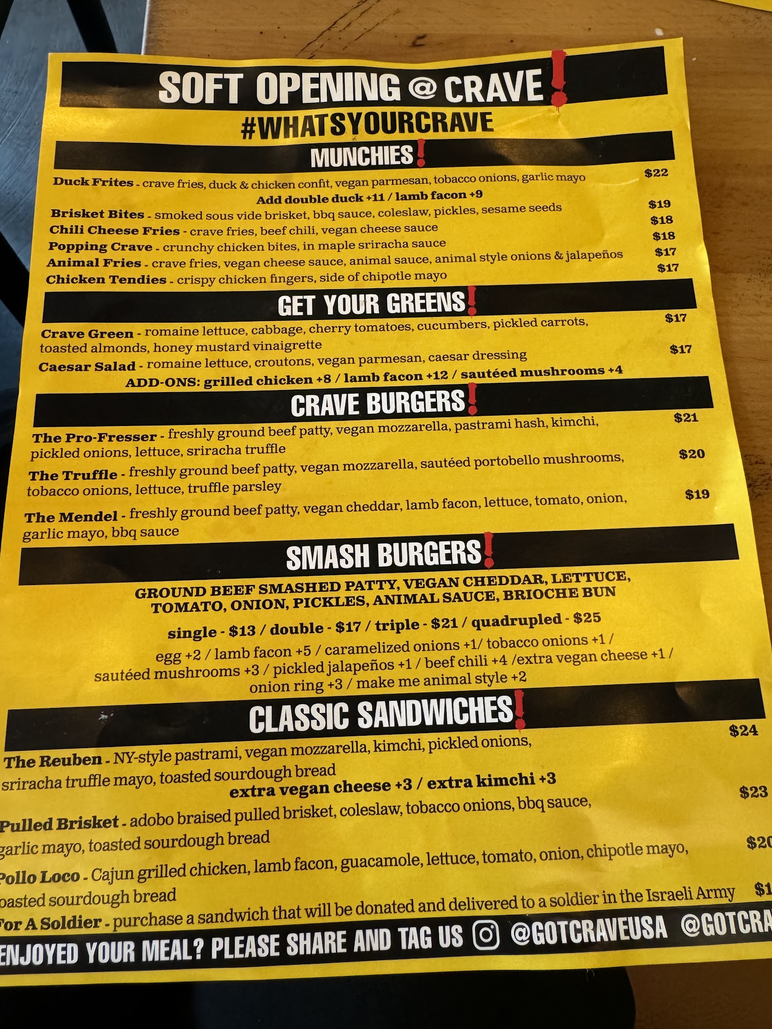 Crave USA Menu