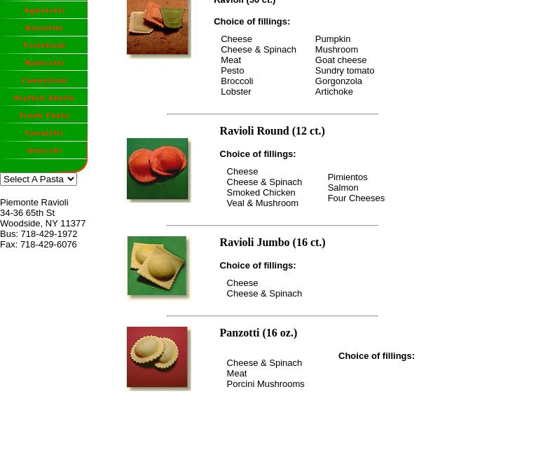 Piemonte Co Inc Menu