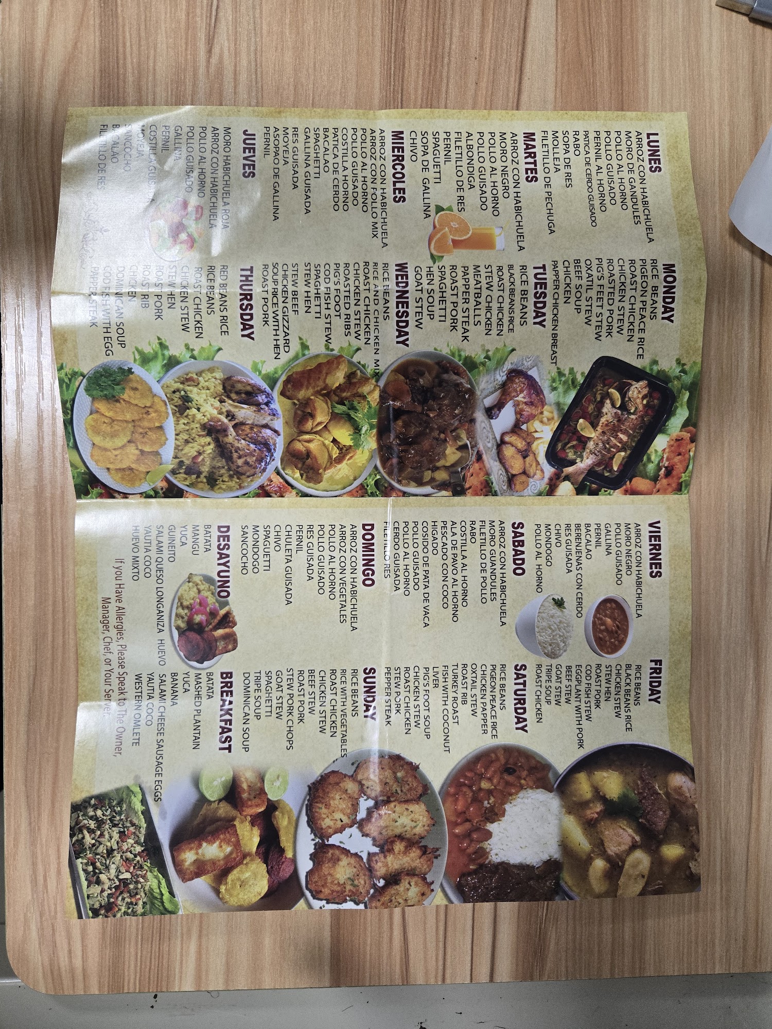 Max's Restaurant Menu