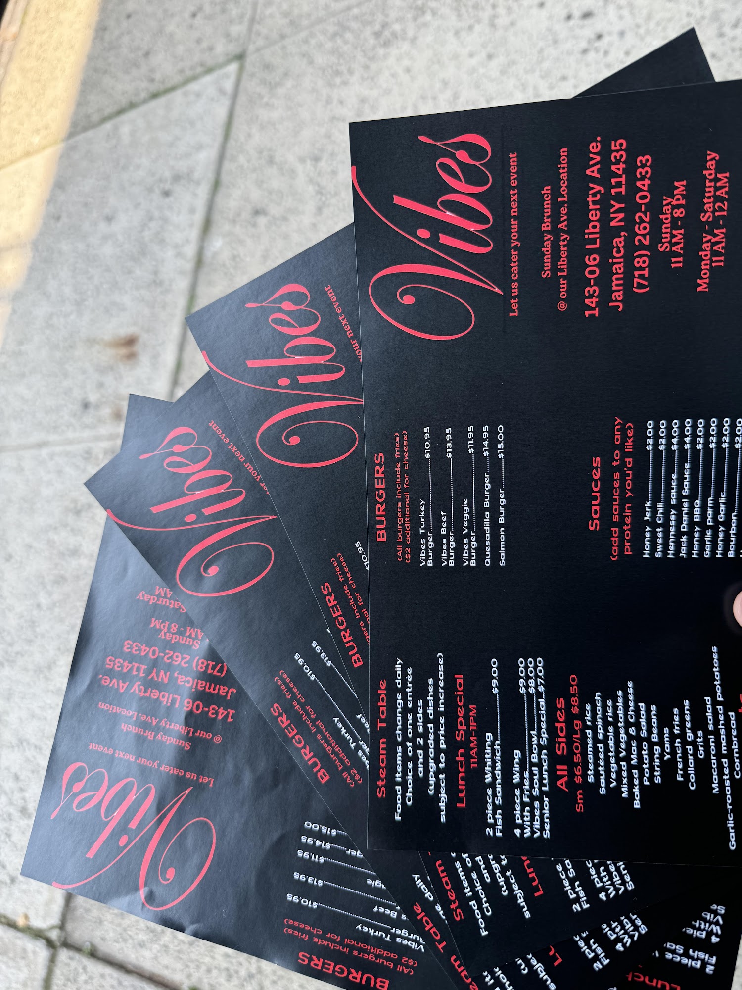 Vibes 3 Menu