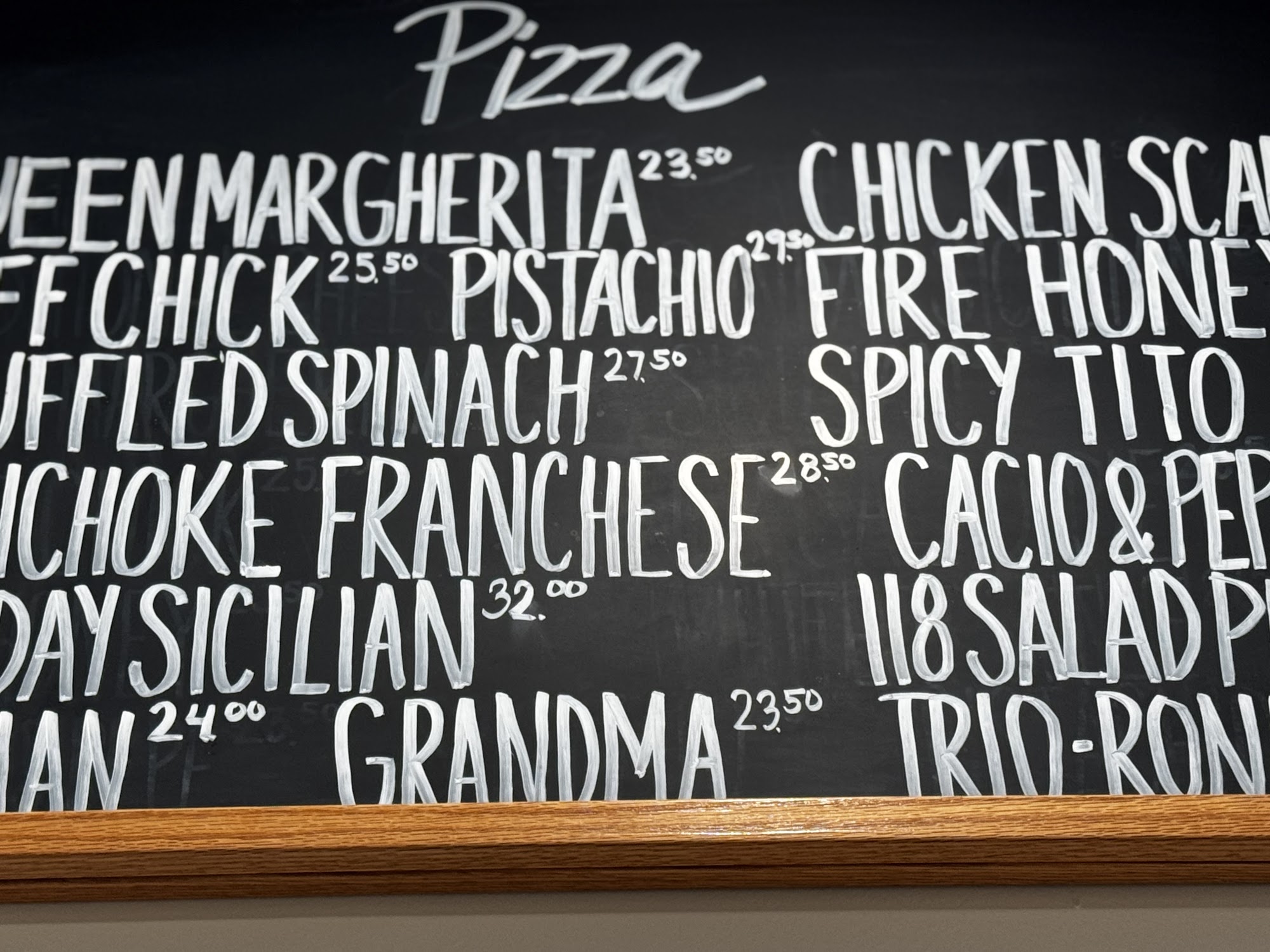 Trio Pizza Menu